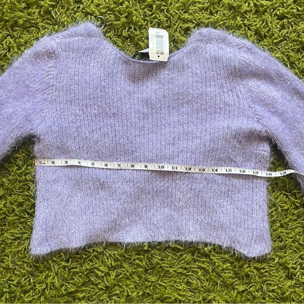 NWT CROP TOP FUZZY PURPLE SWEATER - Picture 13 of 13